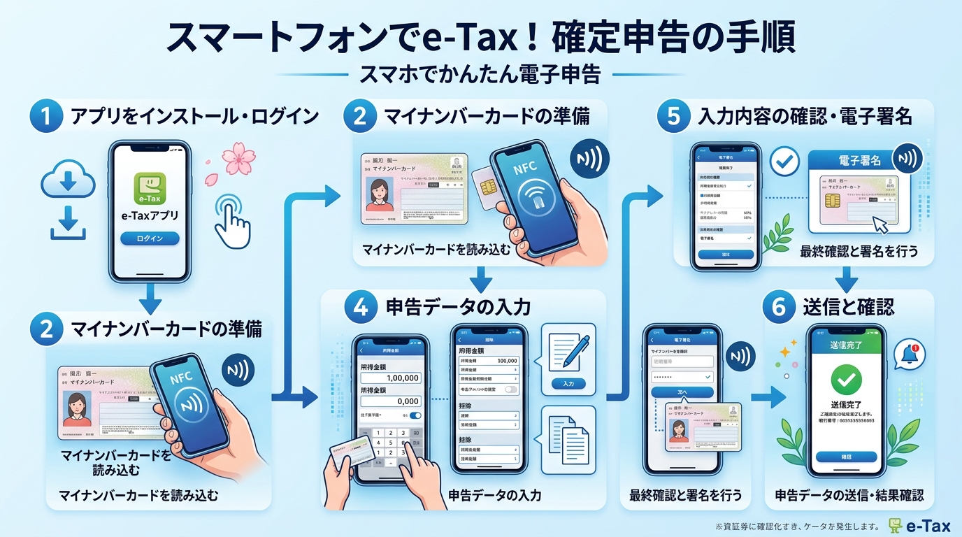 スマホe-Taxで副業の確定申告をする手順