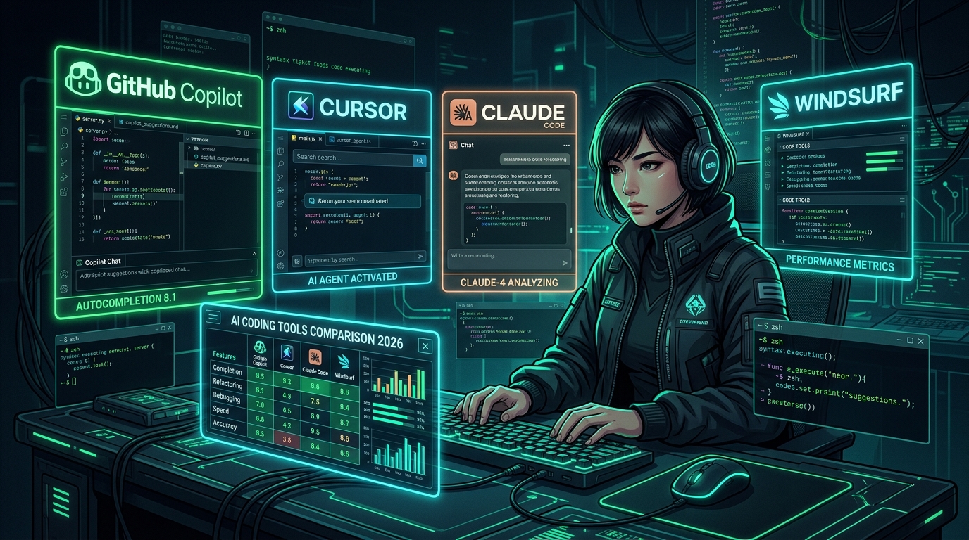 AI開発ツール比較2026 - GitHub Copilot・Cursor・Claude Code・Windsurf比較