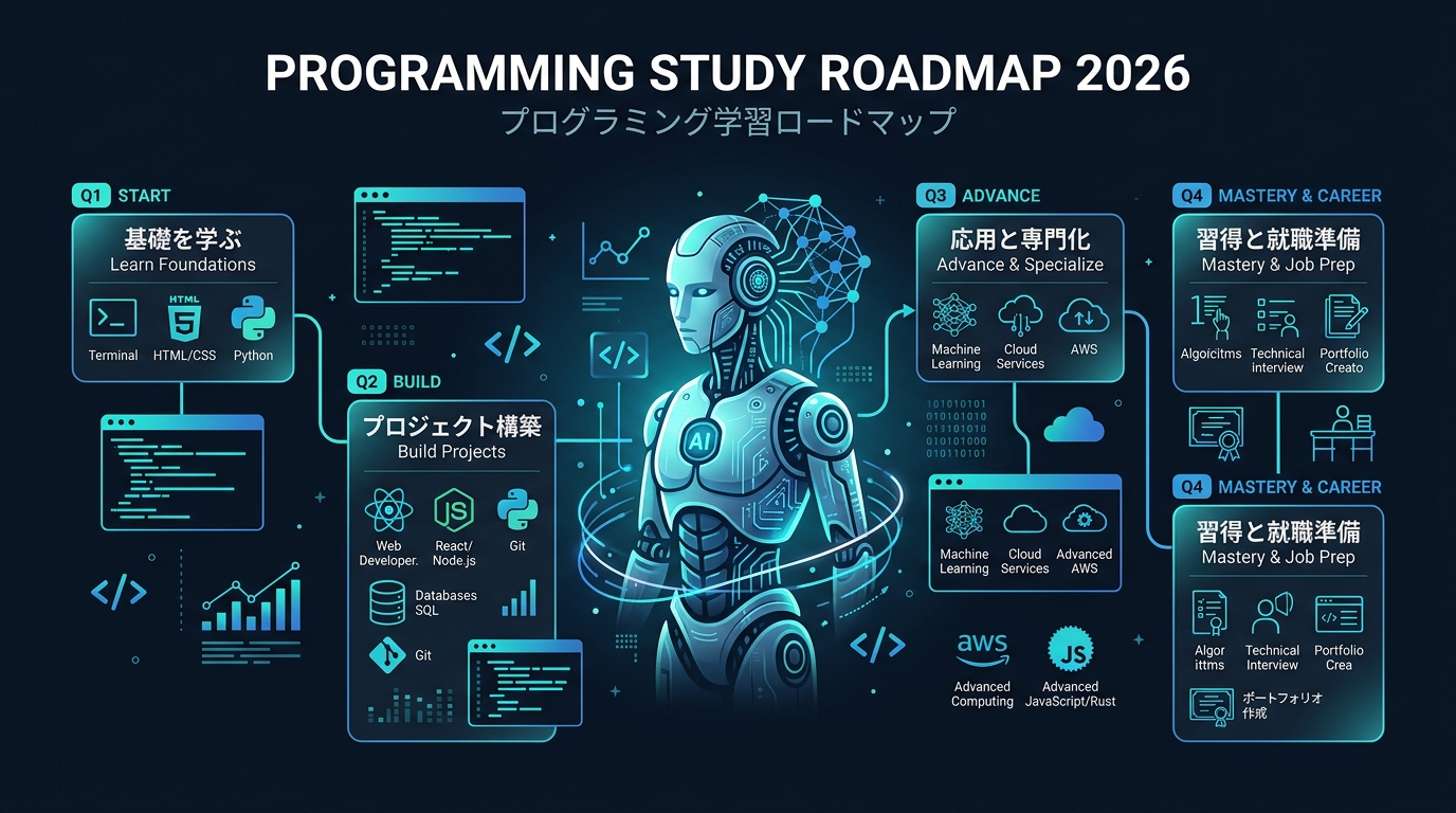 2026年版プログラミング独学ロードマップ バイブコーディング時代の最短習得ガイド