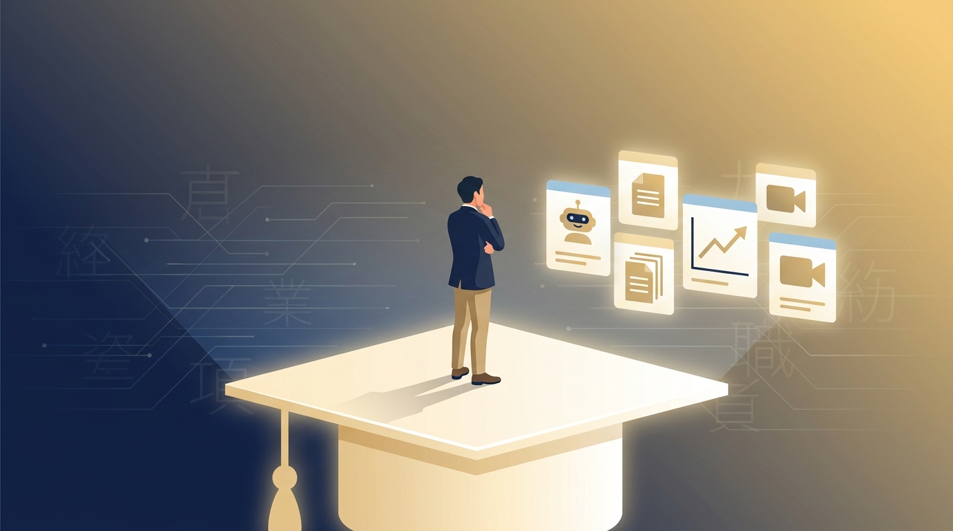 AIスクール卒業後に案件は取れるのかを考える社会人のイメージ
