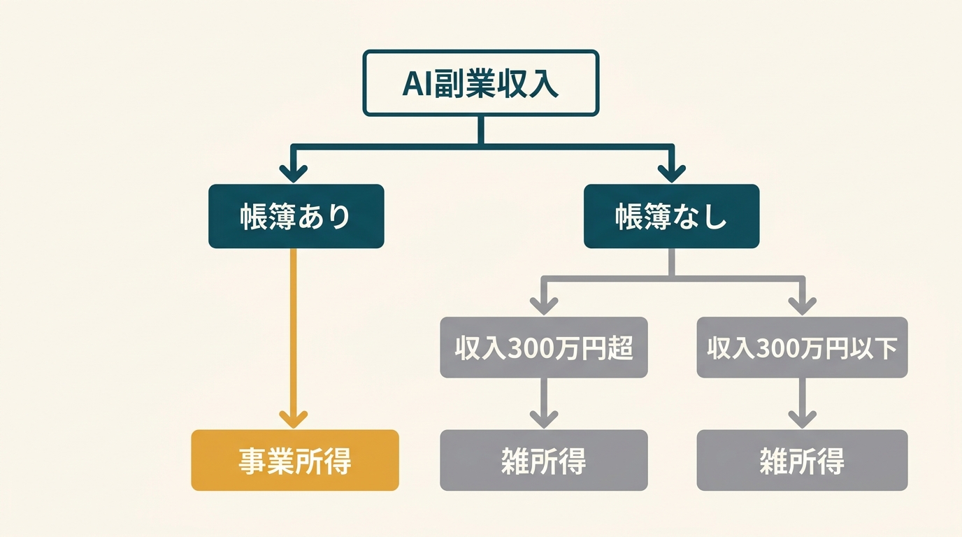 AI副業の事業所得・雑所得判定フロー