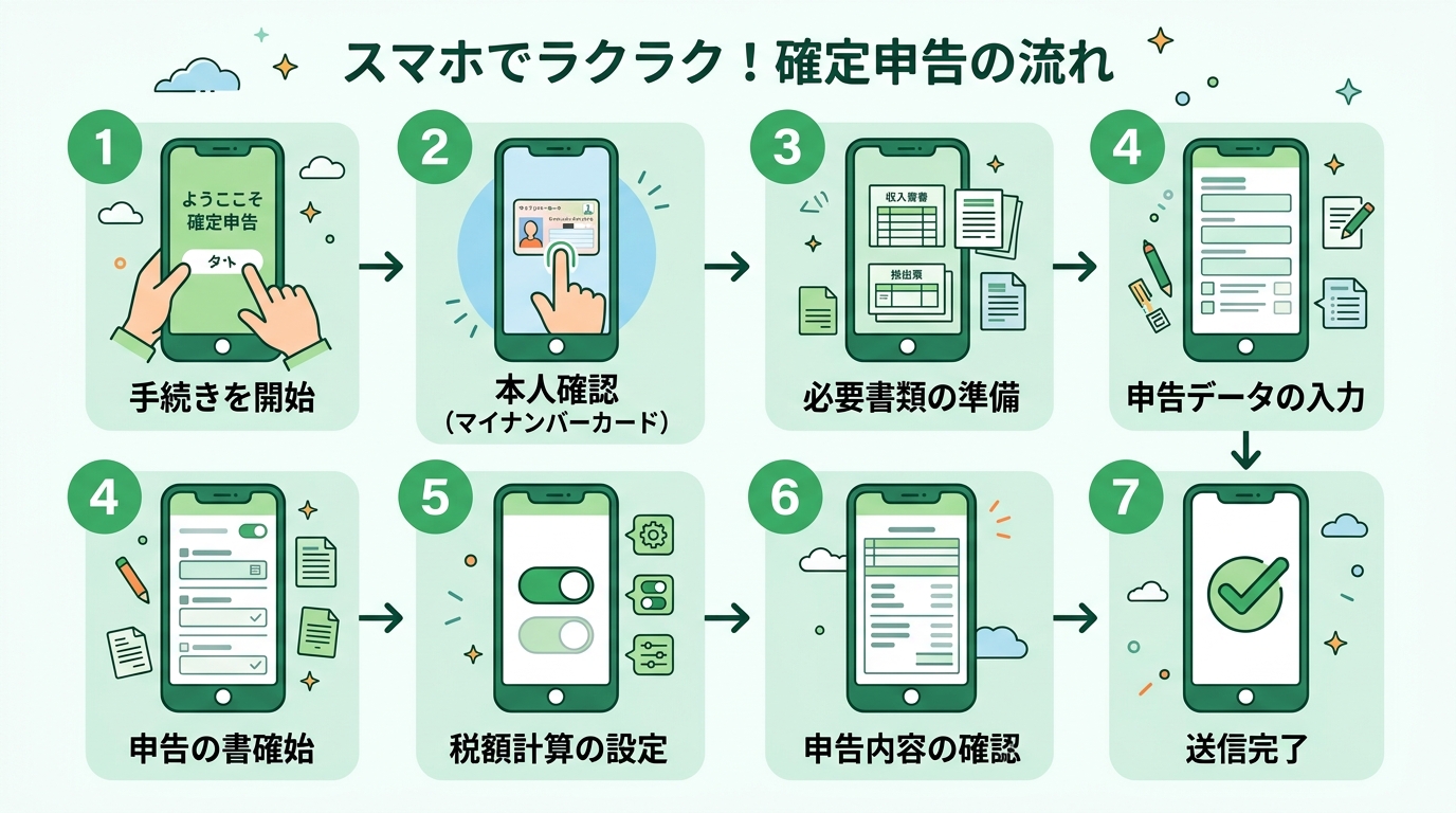 スマホe-Tax確定申告の全体フロー