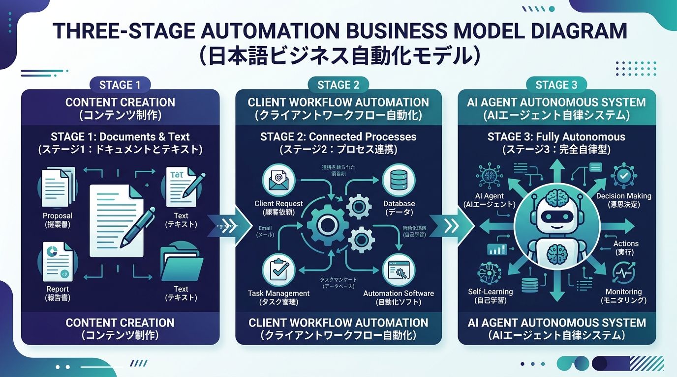 AIエージェント副業の3つのモデル図解